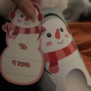 Snowman Gift Box with two socks and Tag